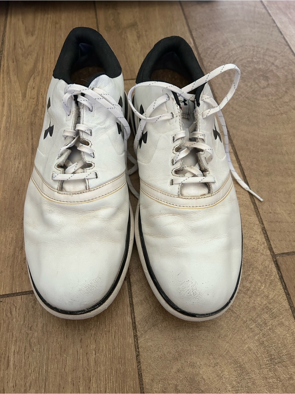 Under Armour White and Black Men's Athletic Golf Shoes
